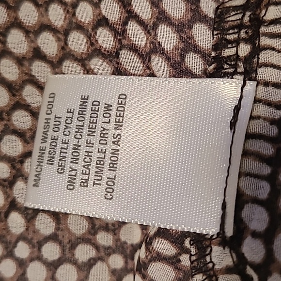 Women's Small Brown White Ruffle Trim Sleeveless Top Beaded Straps Flowy Casual - Picture 9 of 12